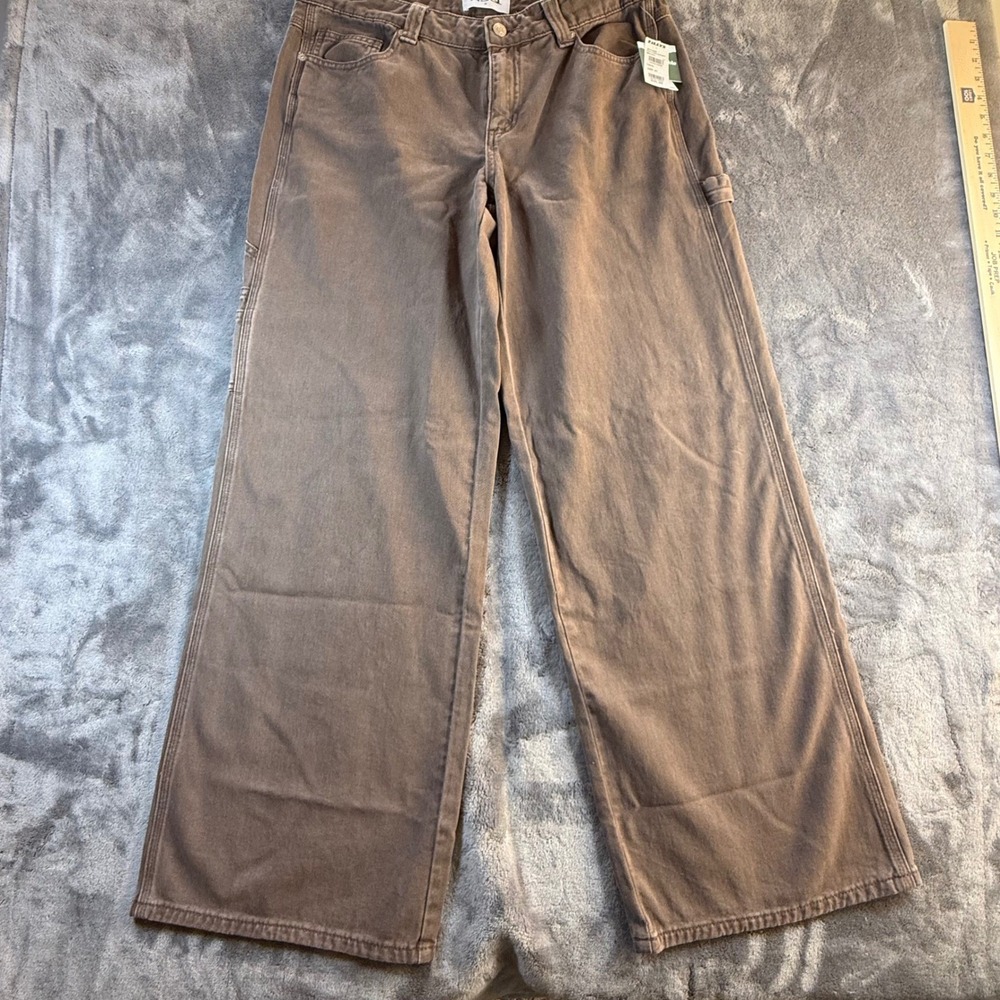 RSQ Womens Carpenter Pants Brown Baggy Wide Leg Size 30